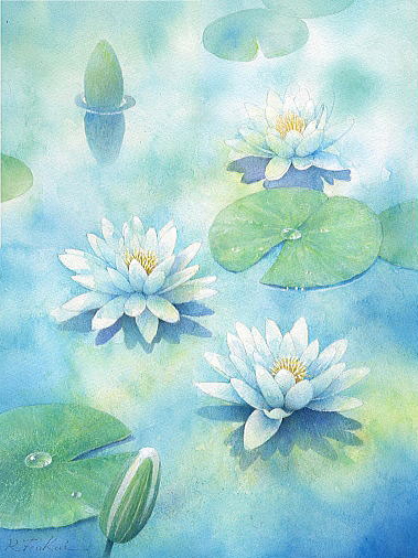 水彩画テラス】 花1「睡蓮-水の詩」 水彩画テラス】 花1「睡蓮-水の詩」